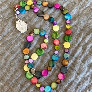 Iris and Lily Colorful Mother of Pearl Necklace